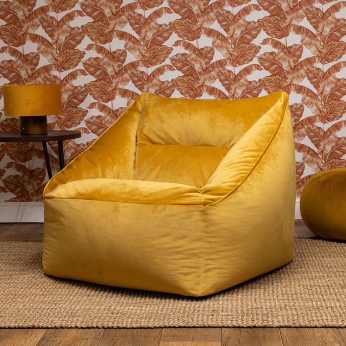 Mustard velvet bean bag sale