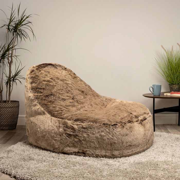 faux fur bean bag brown