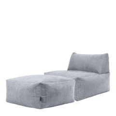 icon® Tetra Corduroy 1 Seat Floor Sofa Set with Pouffe, Charcoal