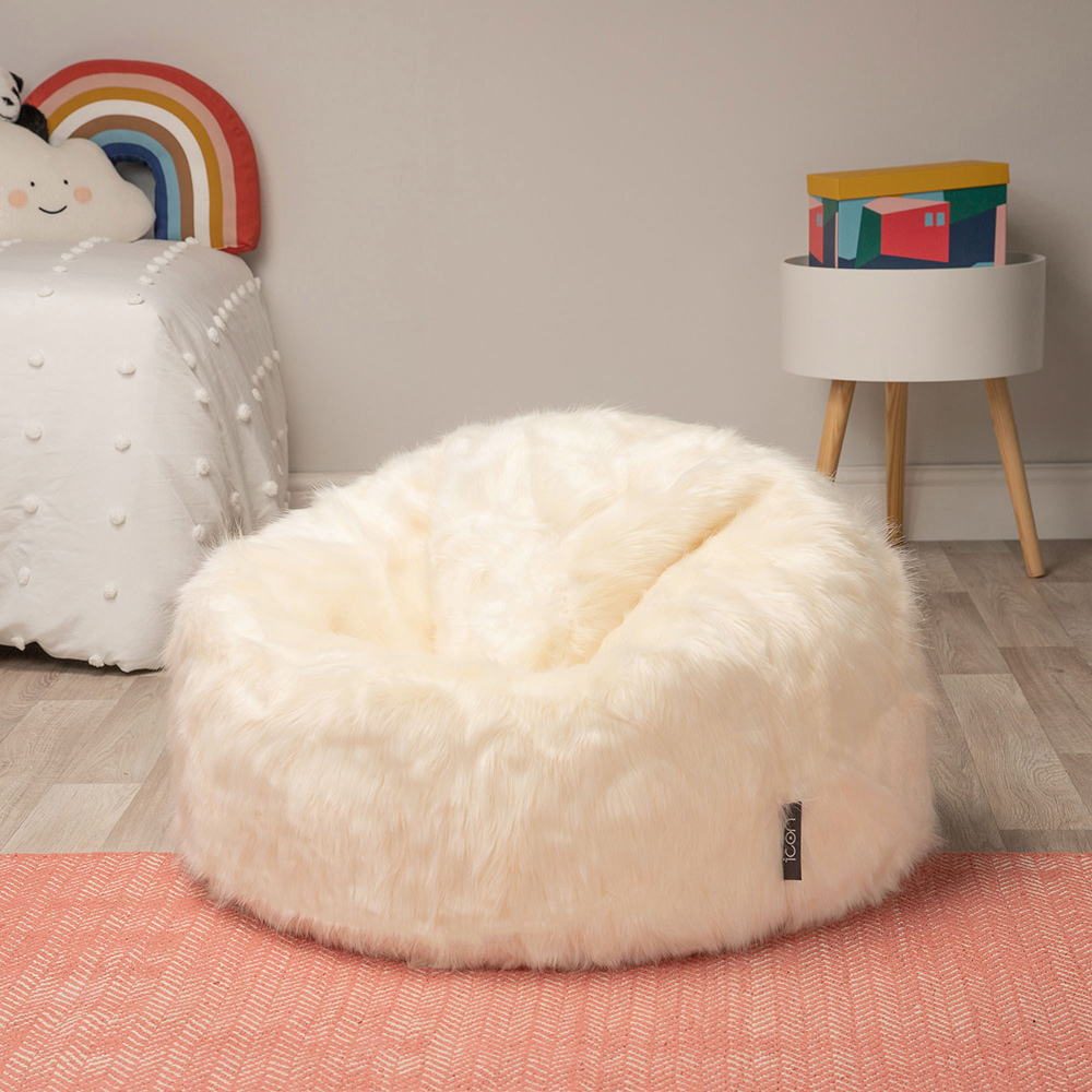 faux fur white bean bag